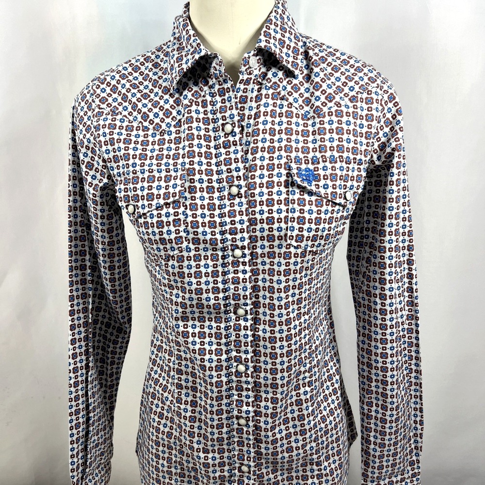 Cinch Women's Red White & Blue Pearl Snap Western Cowgirl Rodeo Shirt Size XS